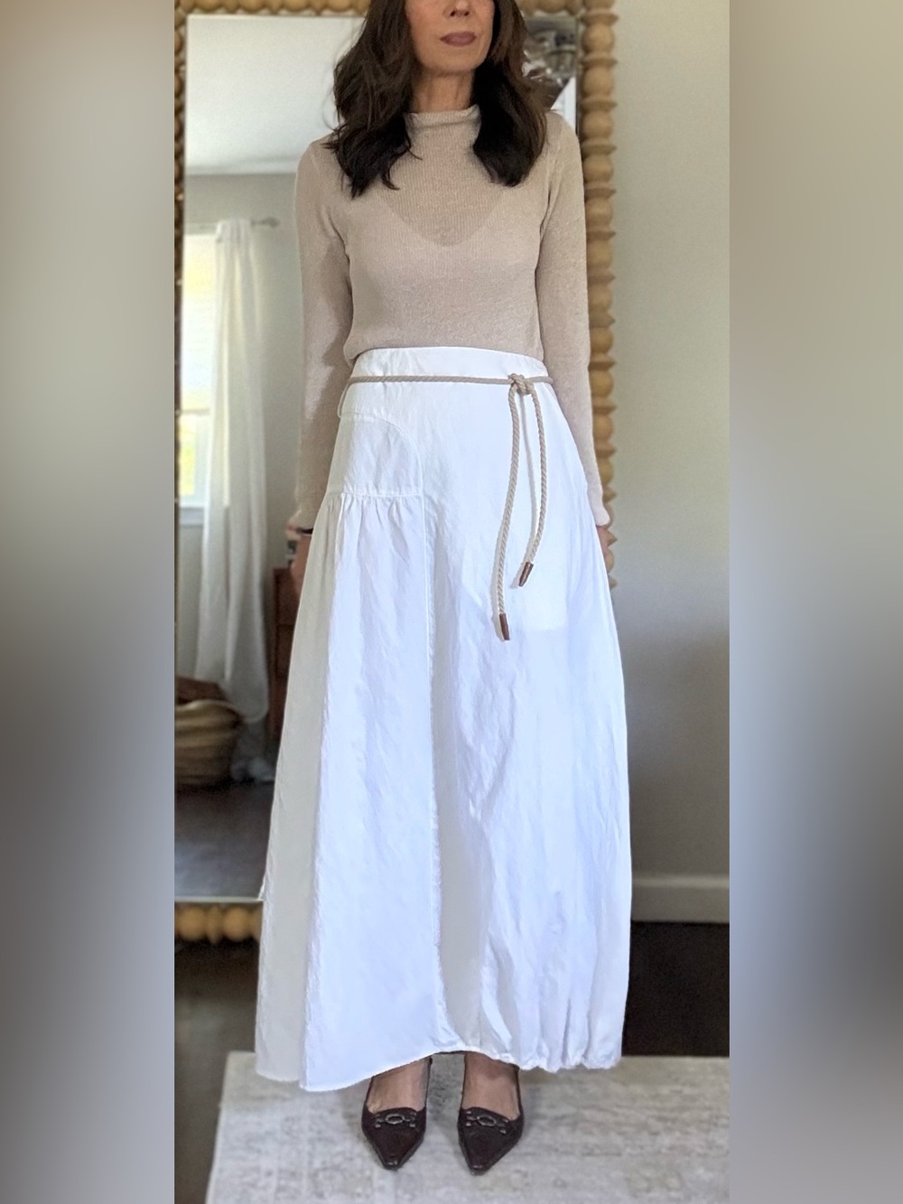 Sarah Pacini White Maxi Skirt
